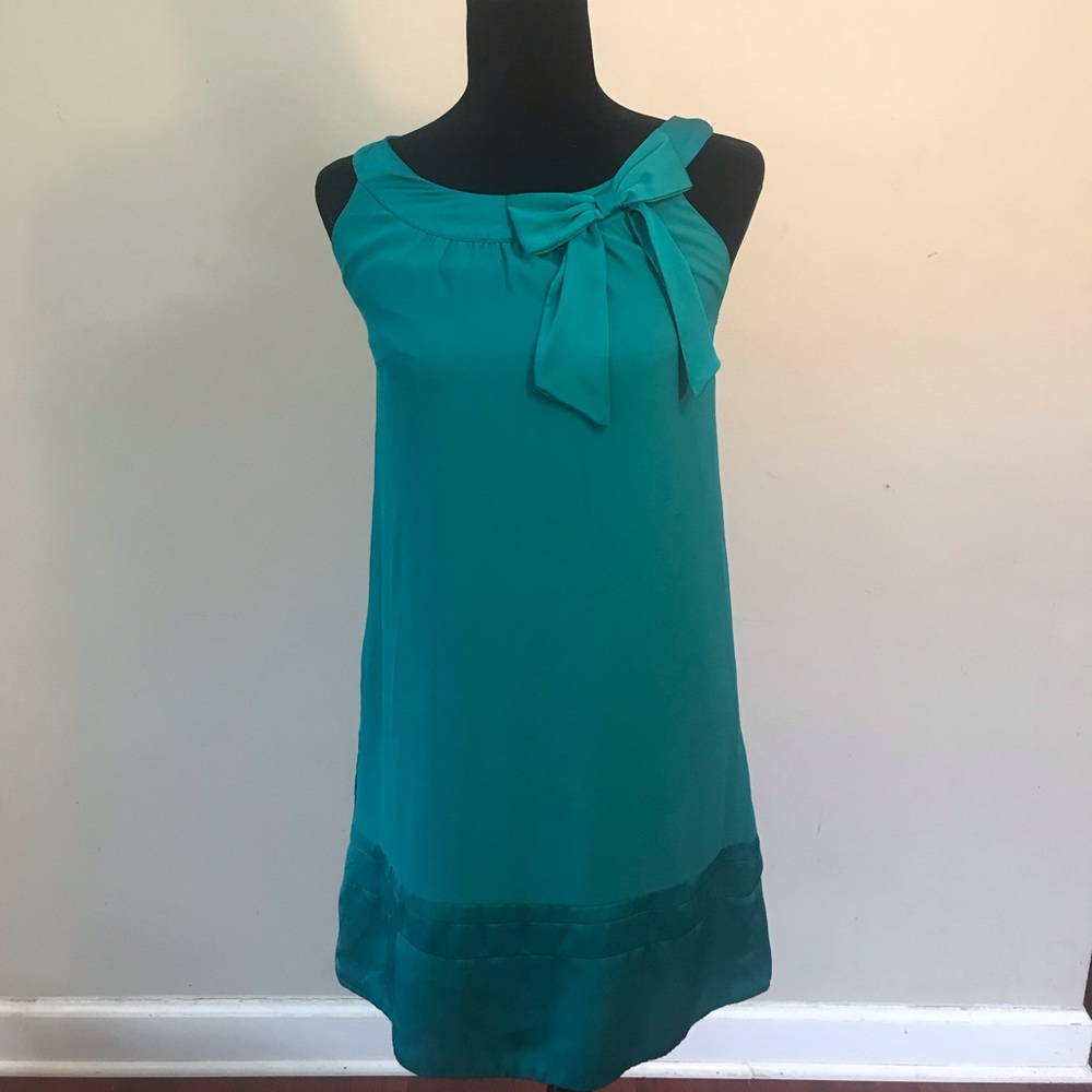Casual everyday teal bow dress